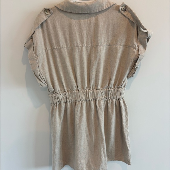 Zara Beige Linen Cargo Dress - Picture 4 of 5